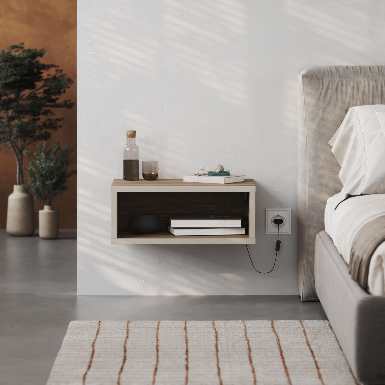 Noptiera, Hanah Home, Brik, 45x18x30 cm, Gresie / Oud - imagine 7